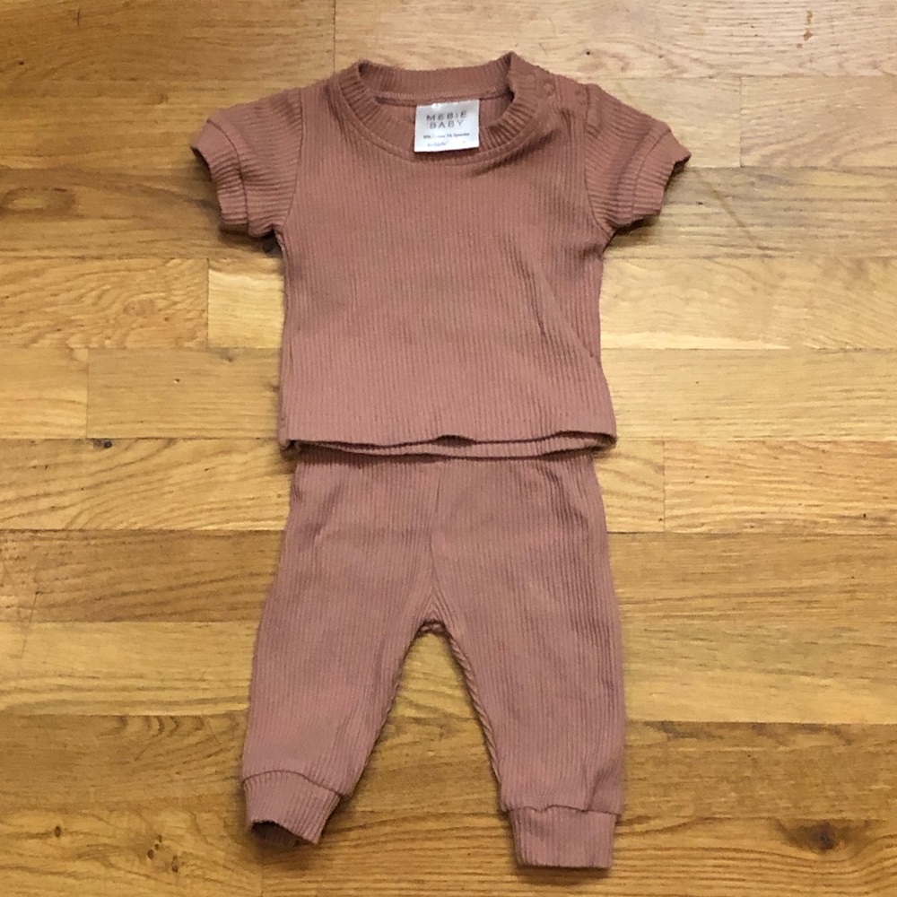 Mebie Baby Blush Short Sleeve Ribbed Two-piece